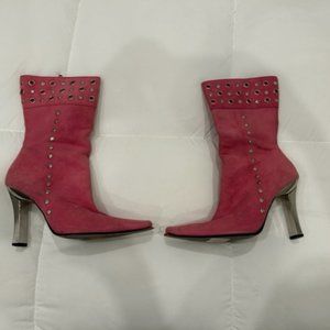 Calling Twisted Sister - Pink Suede Fashion Boots